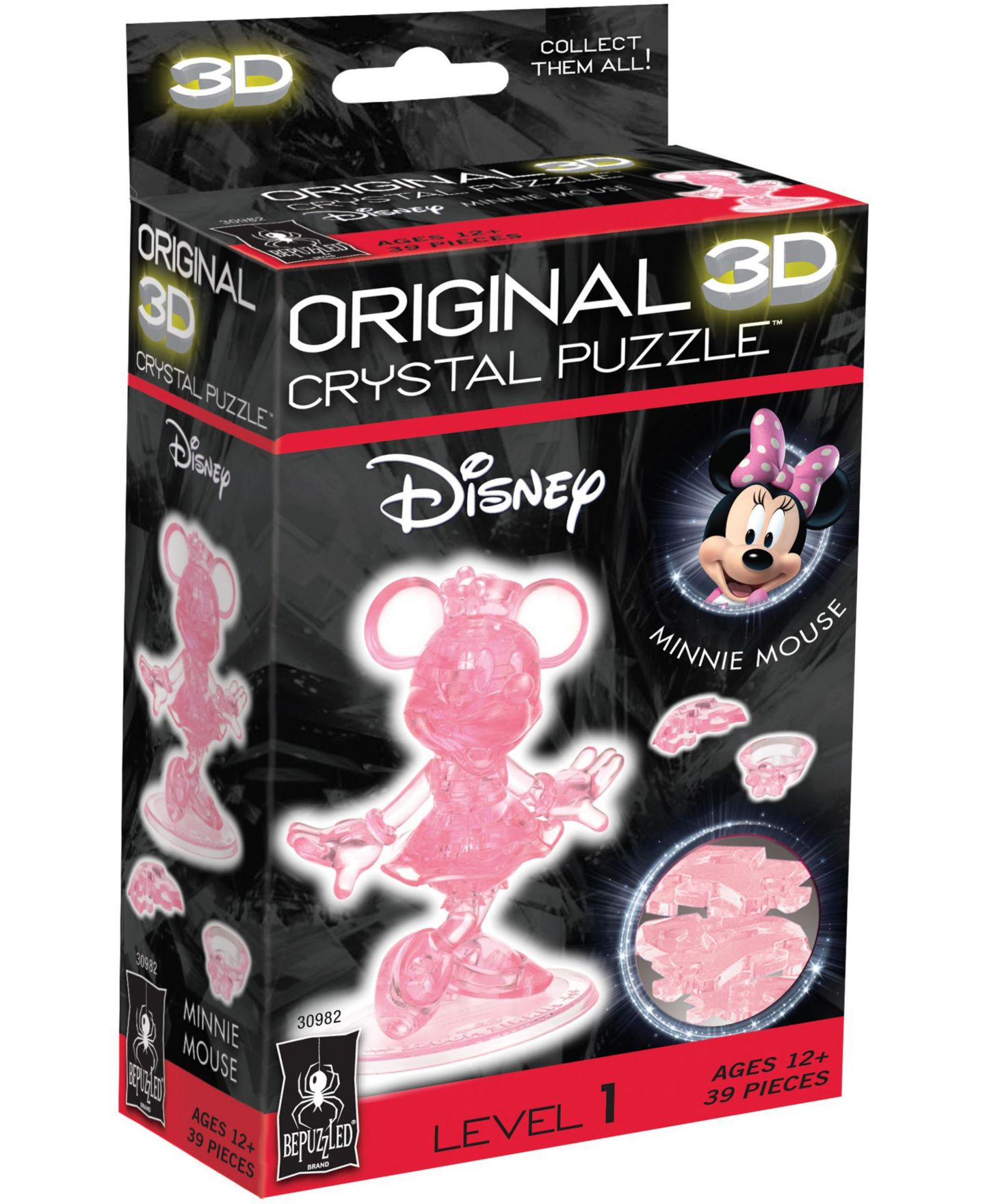Детский пазл BePuzzled Minnie Mouse 3D Crystal Puzzle, 39-Piece, Ages 12+ — фото 1