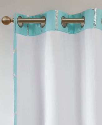 Raina Total Blackout Metallic Print Grommet Top Curtain Single Panel, 50"W x 63"L