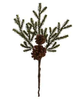 Nearly Natural - 19" Pine & Pine Cone Artificial Flower Bundle, Set of 12