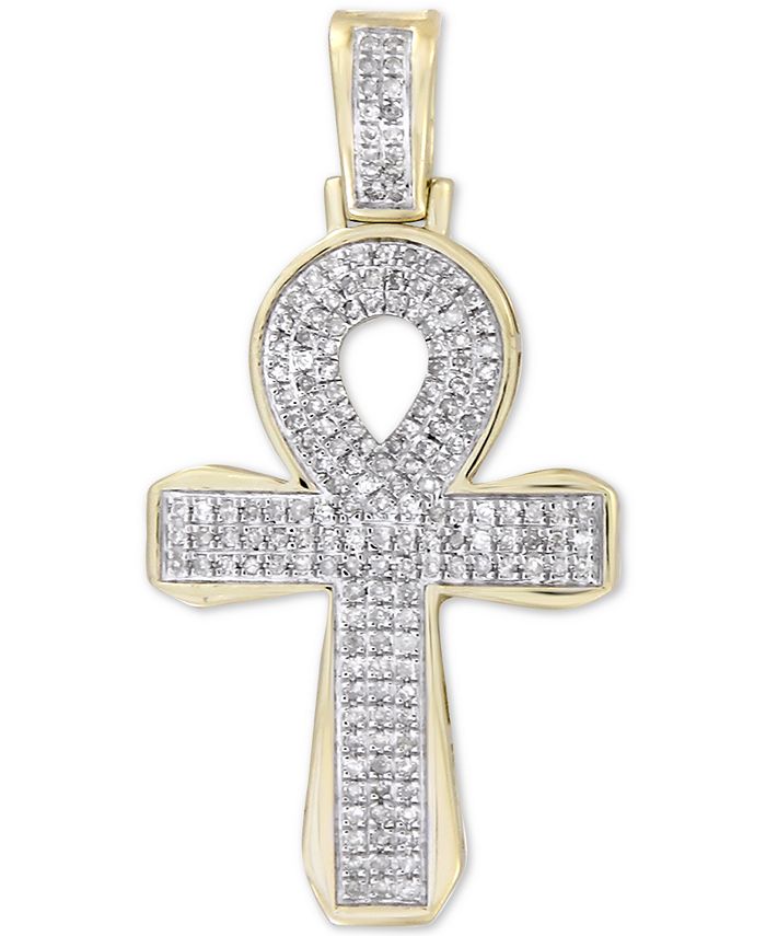 Macy's - Men's Diamond Ankh Cross Pendant (1/2 ct. t.w.) in 10k Gold