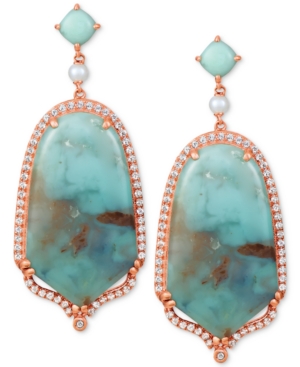 image of Le Vian Sky Aquaprase (30x17mm & 5x5mm) & Multi-Stone Drop Earrings in 14k Rose Gold, Created for Macy-s