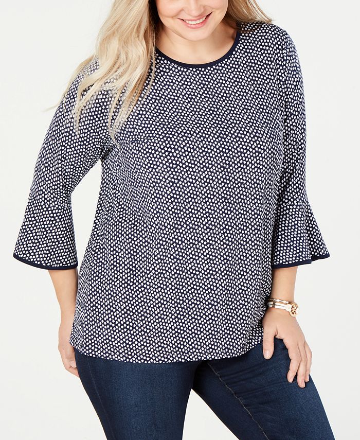 Michael Kors Plus Size Printed Bell-Sleeve Top & Reviews - Tops - Plus  Sizes - Macy's