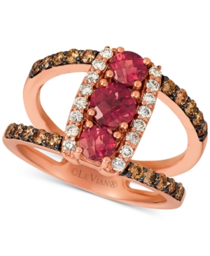 image of Le Vian Rhodolite (1 ct. t.w.) & Nude & Chocolate Diamond (5/8 ct. t.w.) Statement Ring in 14k Rose Gold