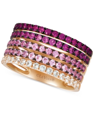 image of Le Vian Strawberry Layer Cake Multi-Gemstone Stack Look Statement Ring (1-3/4 ct. t.w.) in 14k Rose Gold