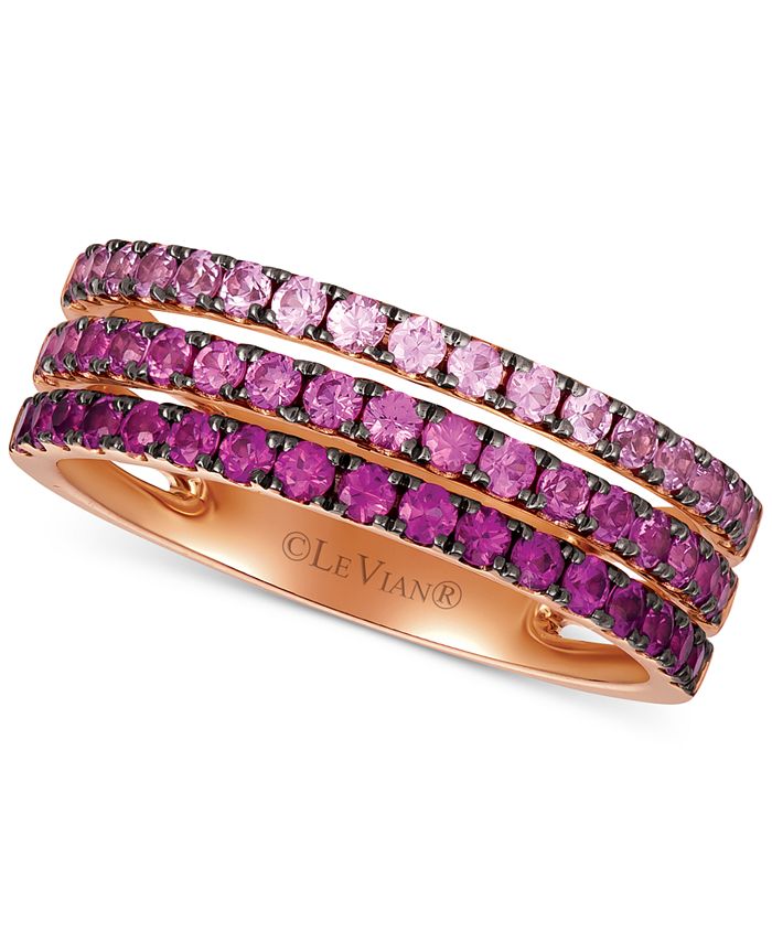 Le Vian - Pink Sapphire&reg; Ombr&eacute; Three Row Ring (1 ct. t.w.) in 14k Rose Gold