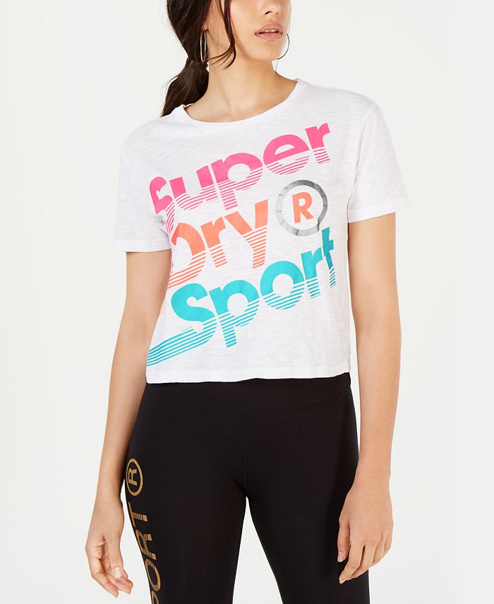 Superdry Cotton Cropped Logo Graphic T-Shirt - Macy's