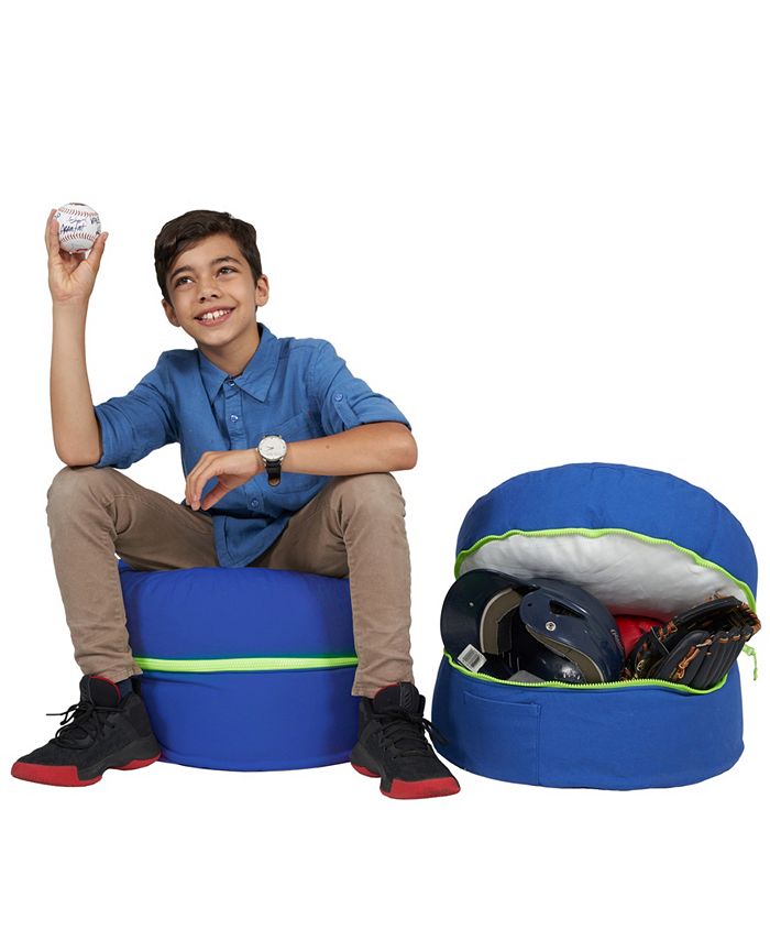 Mimish Cotton Exposed Zipper Pouf Ottoman with Storage Macy's