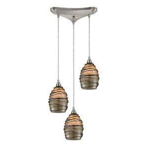Elk Lighting Vines 3-light Pendant In Satin Nickel In Silver