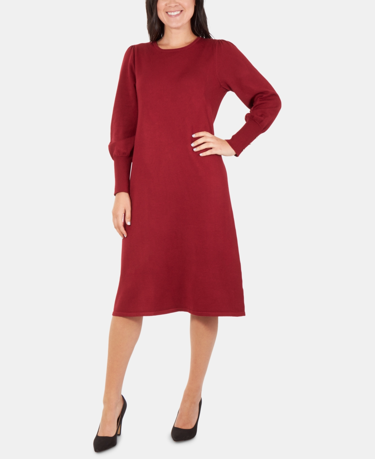 Ny Collection A-line Sweater Dress In Fire Roasted