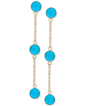 image of Effy Turquoise (5mm) Drop Earrings in 14k Gold