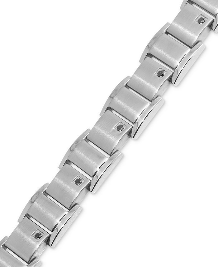 Macy's Men's Black Diamond Link Bracelet (3/8 ct. t.w.) in Stainless