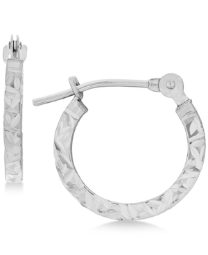 image of Children-s Textured Hoop Earrings in 14k White Gold