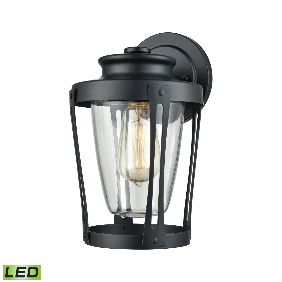 Fullerton 1 Light Outdoor Wall Sconce in Mattewith Clear Glass - Black