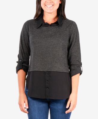 NY Collection - Layered-Look Sweater Top