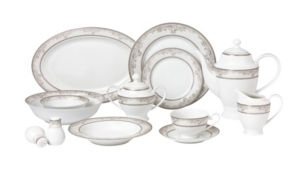 Lorren Home Trends Juliette 57-pc Dinnerware Set, Service For 8 In Silver