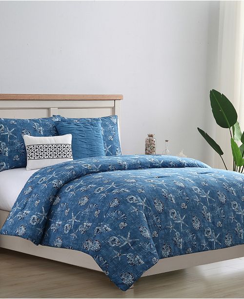 Vcny Home Closeout Vcny Coastal Denim 5 Pc Reversible Bedding Comforter Sets Reviews Comforters Fashion Bed Bath Macy S