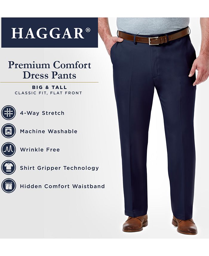 Haggar Men's Big & Tall Premium Comfort Stretch Classic-Fit Solid Flat ...