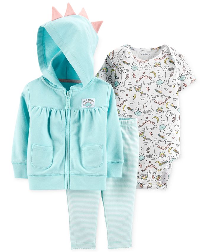 Carter s Baby Girls 3 Pc. Cotton Dinosaur Hoodie Bodysuit Leggings Set Macy s