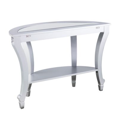 Pennsbury Glam Mirrored Demilune Console Table