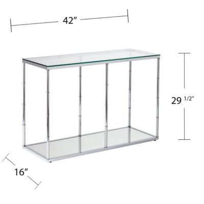Clarkesburg Glass Console Table with Mirrored Shelf