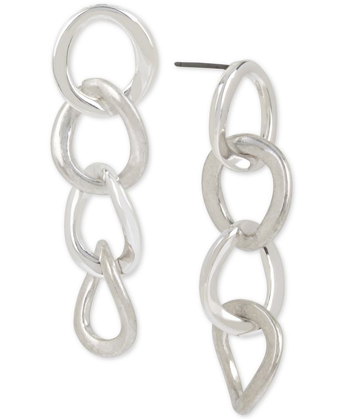 Robert Lee Morris Soho Silver-Tone Link Linear Drop Earrings - Macy's