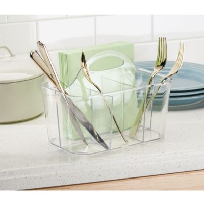 iDesign 4-Section Storage Caddy Organizer with Handle - Clear