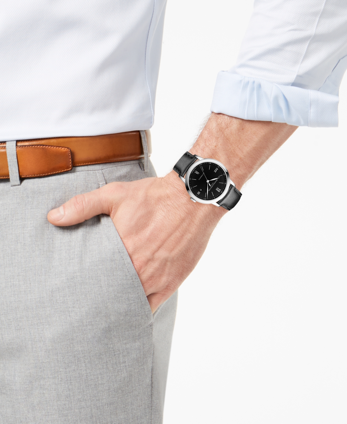 Shop Baume & Mercier Men's Swiss Automatic Classima Black Leather Strap Watch 42mm