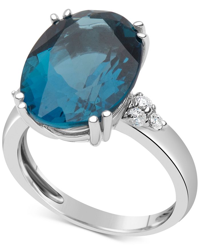 Macy's Blue Topaz (12 ct. t.w.) & Diamond (1/5 ct. t.w.) Ring in 14k ...