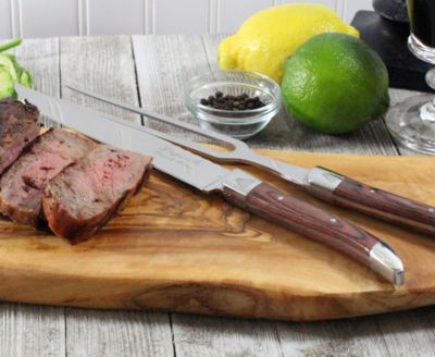Laguiole Pakkawood Carving Knife and Fork Set.