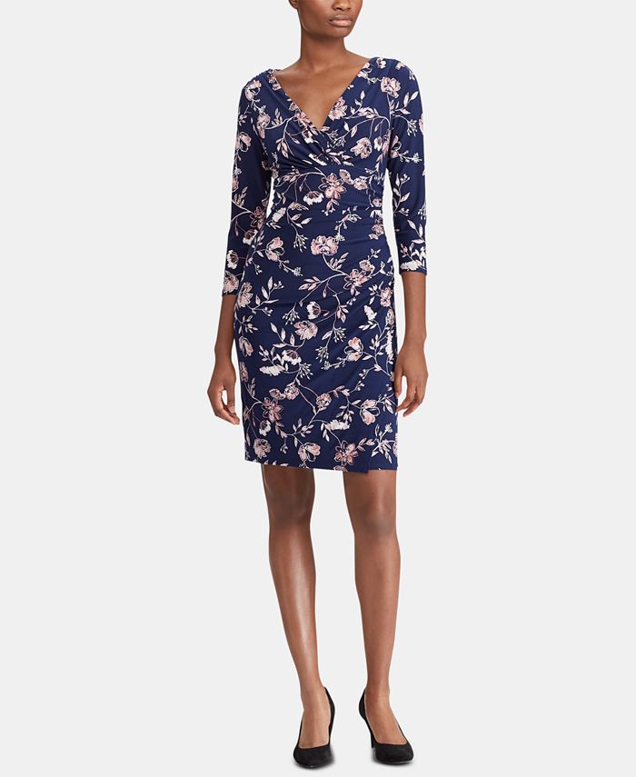 Lauren Ralph Lauren Floral-Print Surplice Dress - Macy's