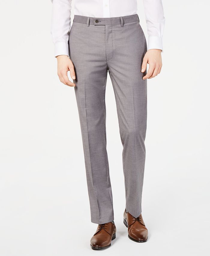 Calvin Klein - Men's Slim-Fit Performance Stretch Wrinkle-Resistant Light Gray M&eacute;lange Dress Pants