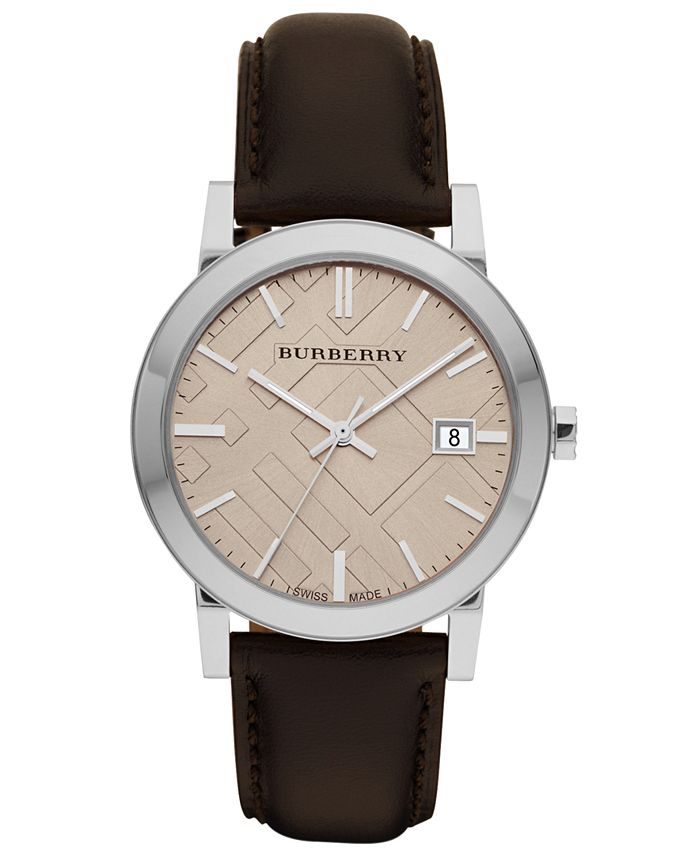 Burberry Watch, Men's Swiss Smooth Brown Leather Strap 38mm BU9011 &  Reviews - All Fine Jewelry - Jewelry & Watches - Macy's