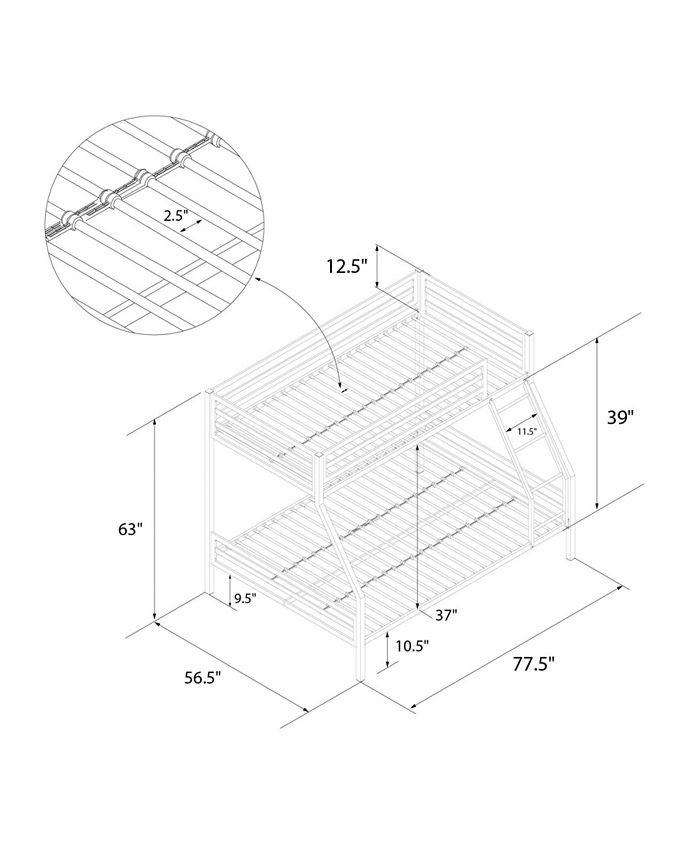 Novogratz Collection Novogratz Maxwell Twin over Full Metal Bunk Bed