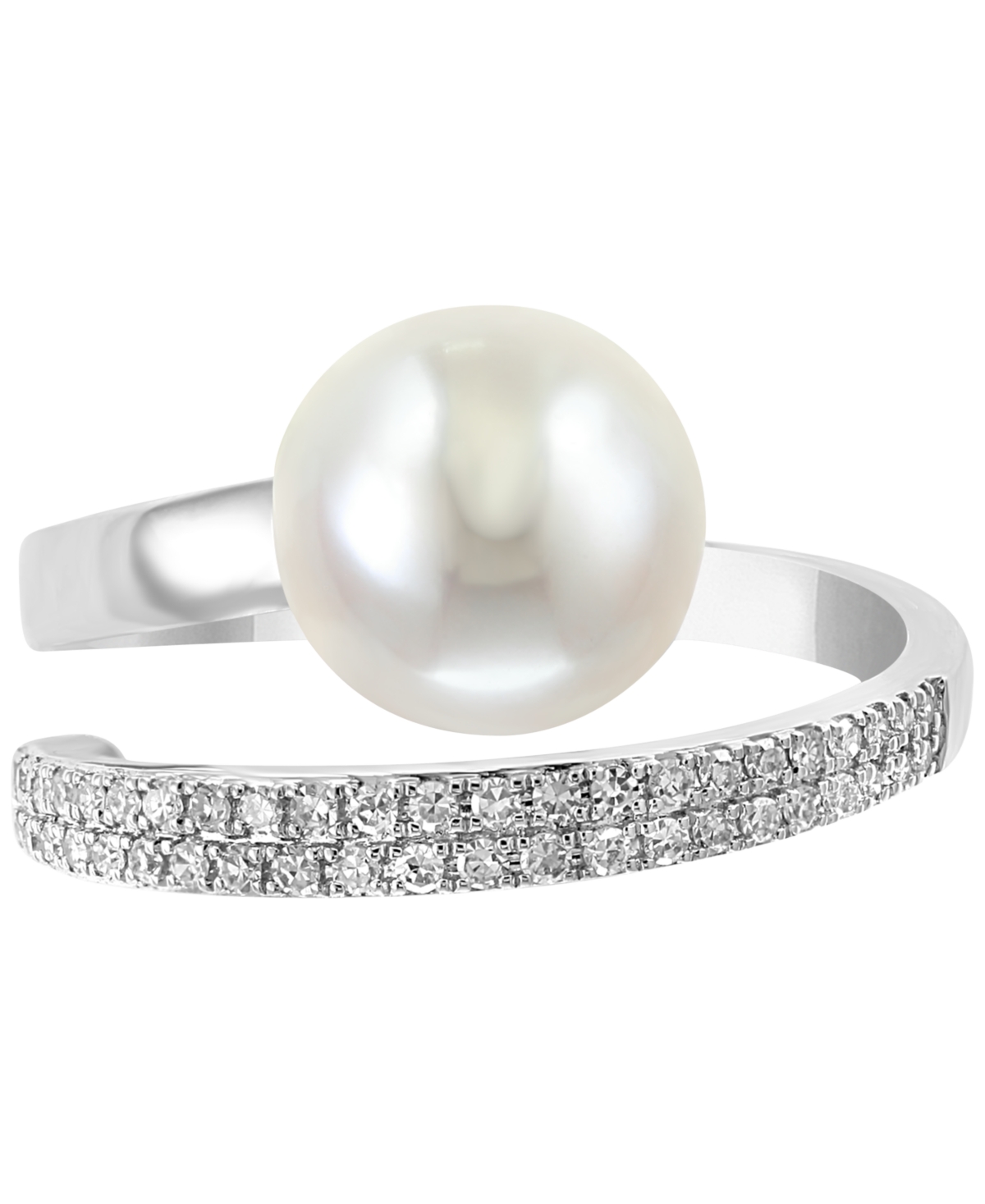 Effy Cultured Freshwater Pearl (10mm) and Diamond (1/5 ct. t.w.) Ring in 14kand Yellow Gold - White Gold