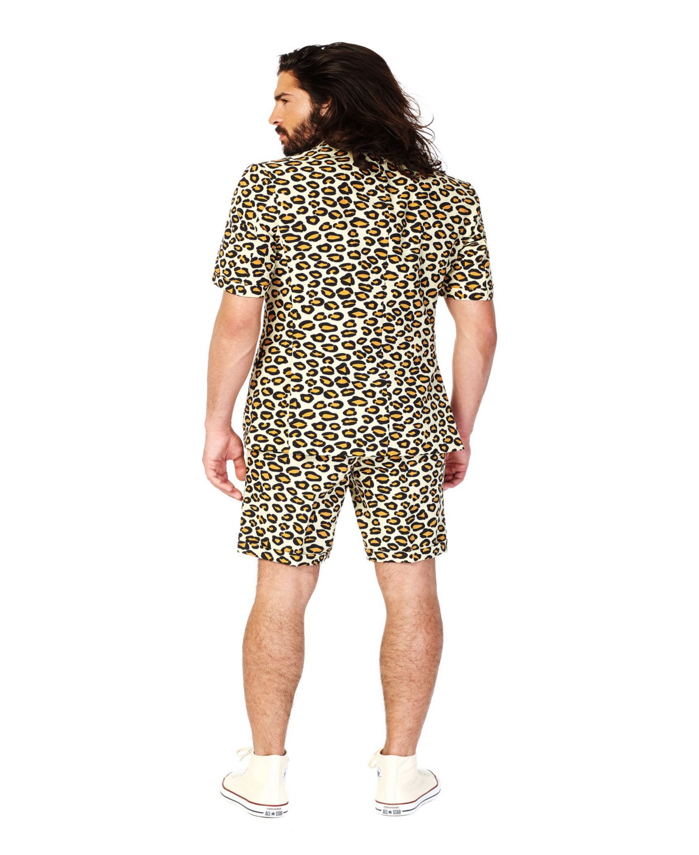 Мужские шорты OppoSuits Summer Suit Animal Print Outfit Slim Fit Includes Short Sleeved Blazer Shorts and Tie, цвет: Бежевый — фото 2