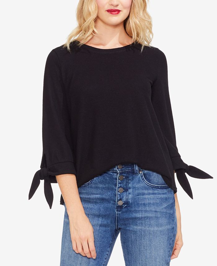 Vince Camuto Tie-Sleeve Brushed Jersey Top & Reviews - Tops - Women ...