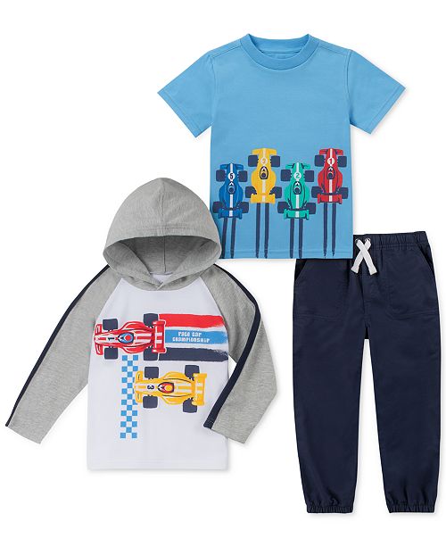 Kids Headquarters Baby Boys 3 Pc Race Car T Shirts Jogger Pants