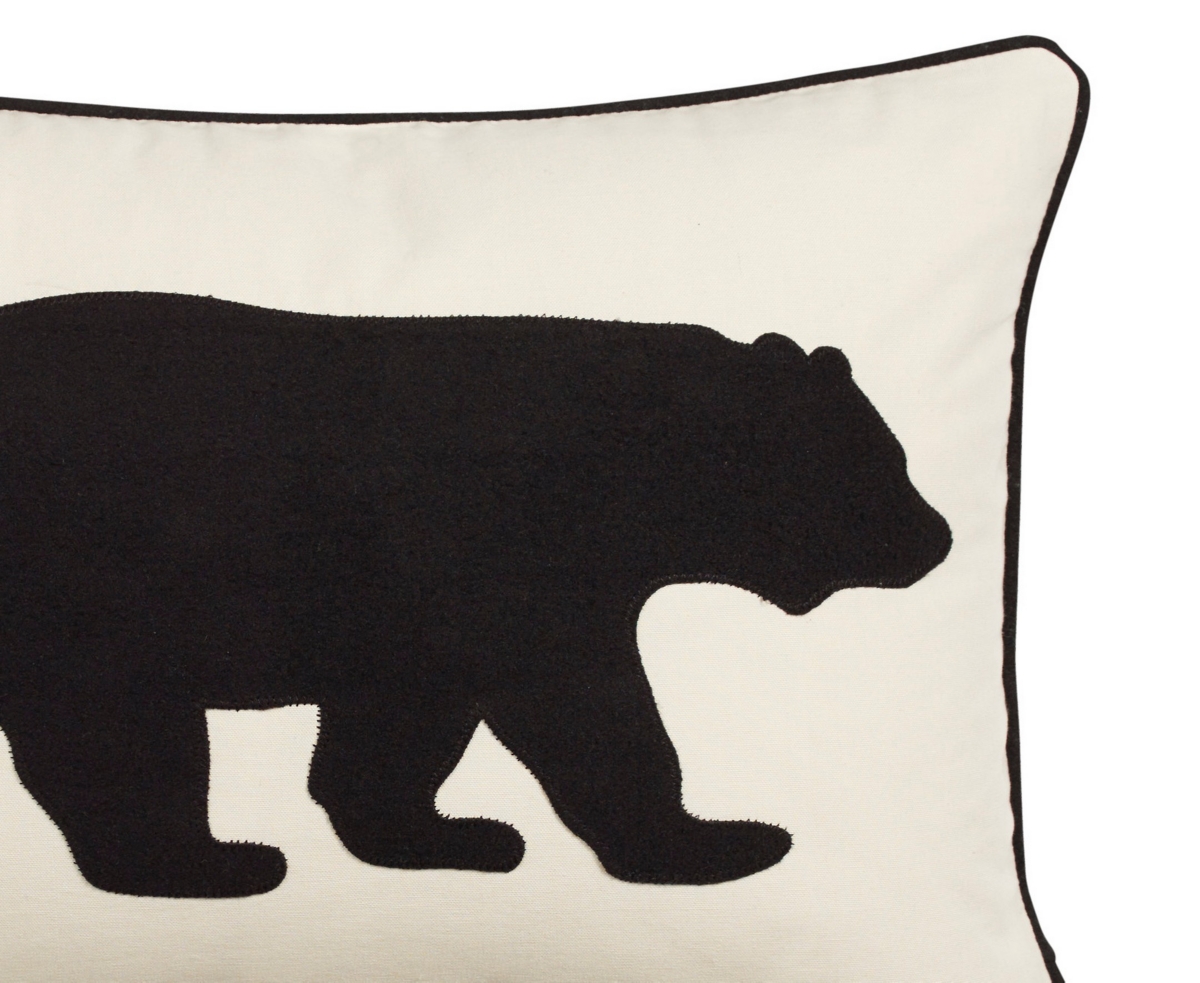 Eddie Bauer Bear Applique Grey Felt Decorative Pillow, 16" x 20"