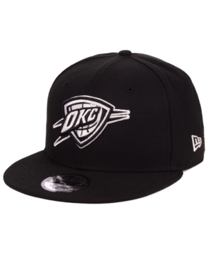 New Era Oklahoma City Thunder Black White 9fifty Snapback Cap In Black