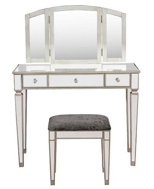 Linon Home Decor Adeline Vanity Set With Bench And Mirror