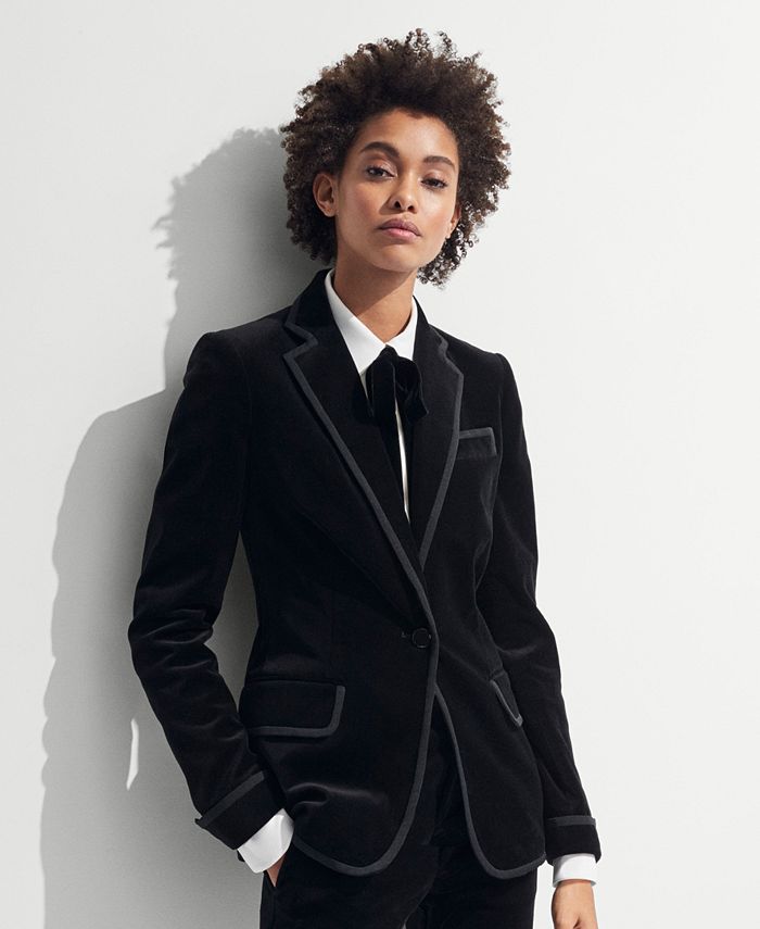 Ralph lauren stretch velvet blazer new arrivals