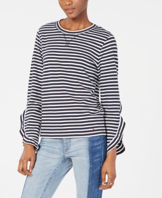 Tommy Hilfiger - Striped Ruffle-Sleeve T-Shirt