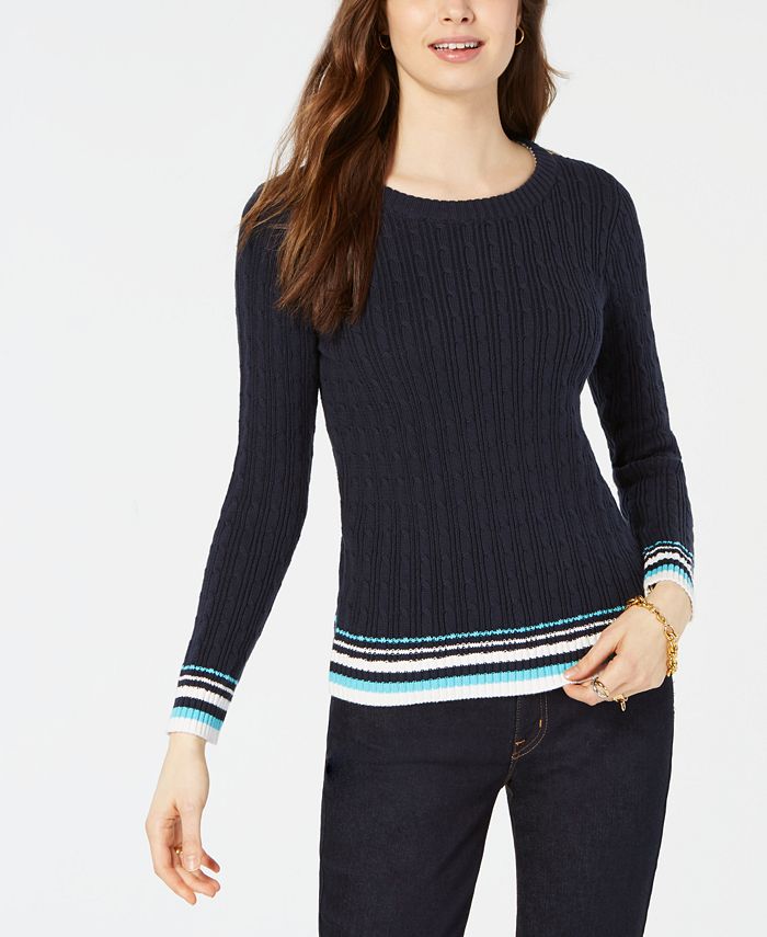 Tommy Hilfiger Cotton Cable-Knit Sweater, Created for Macy's - Macy's