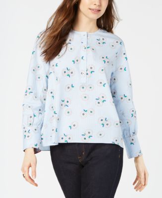 Tommy Hilfiger Cotton Floral-Print Popover Shirt, Created for Macy's ...