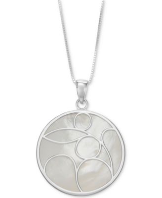 Macy's - Mother-of-Pearl Decorative 18" Pendant Necklace in Sterling Silver