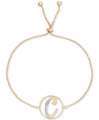 Diamond Accent Initial Bolo Bracelet in 18k Gold-Plate