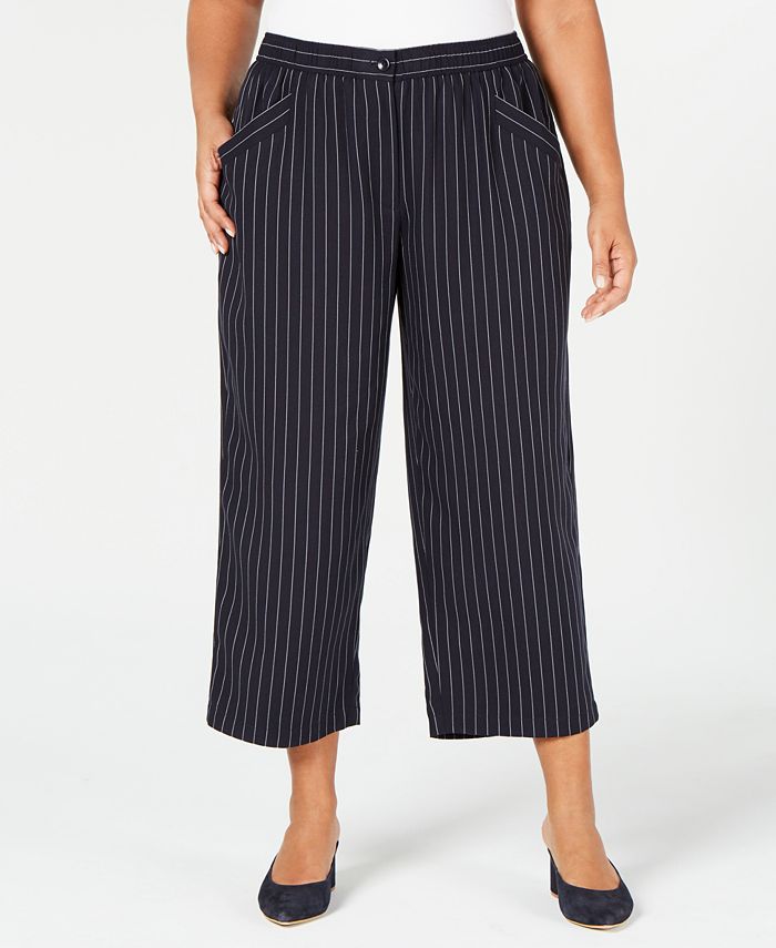 Eileen Fisher Plus Size Tencel Striped Cropped Pants & Reviews - Jeans ...