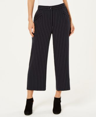 striped cropped wide leg pants