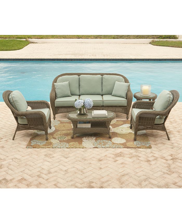 Furniture Sandy Cove Wicker Outdoor Loveseat Custom Sunbrella