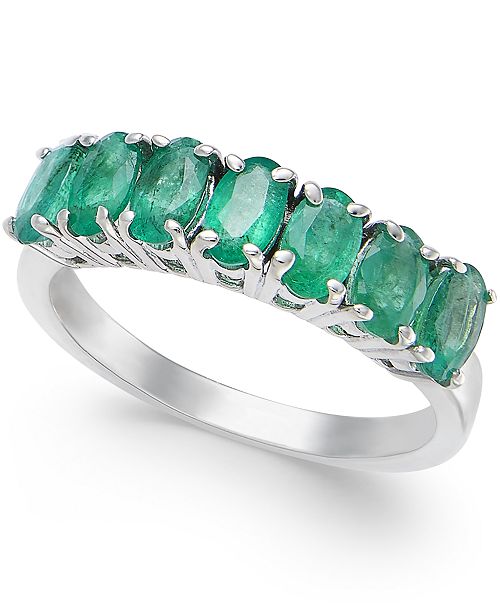 Macy S Emerald Ring 1 3 4 Ct T W In Sterling Silver Reviews Rings Jewelry Watches Macy S